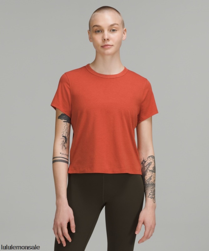 Lululemon Damen DELULU328 | Lululemon Deutschland Red Rock Klassisch Geschnittenes T-shirt Aus Einer Baumwollmischung